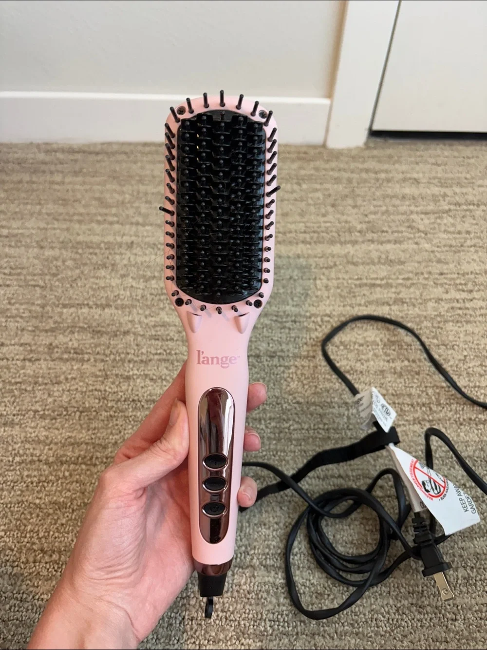 Lange Pink Electric Paddle Hair Brush